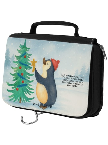 Mr. & Mrs. Panda Kulturbeutel Pinguin Weihnachtsbaum Design mit ... in Weiß
