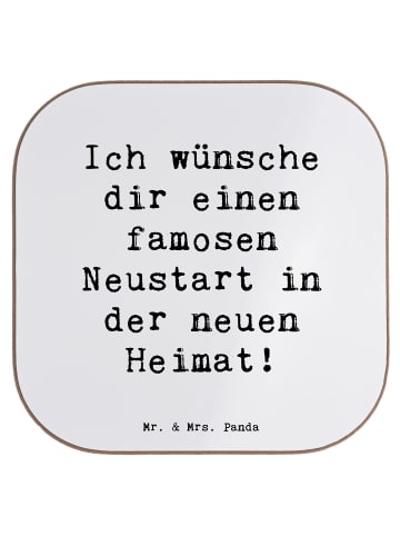 Mr. & Mrs. Panda Coaster Spruch Neustart Umzug mit Spruch in Weiß