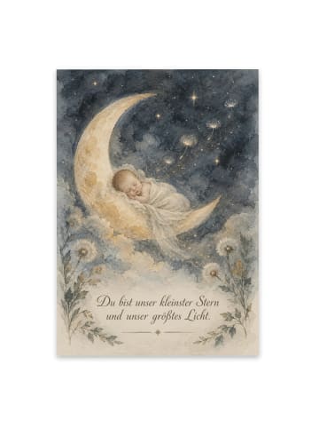 Trauerkarte Mond poetisch Design mit Spruch in Weiß
