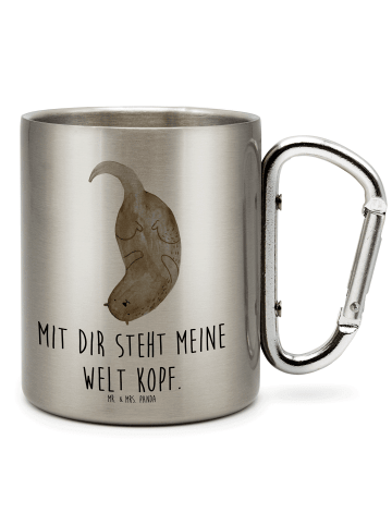 Mr. & Mrs. Panda Thermo Kaffeebecher Otter Kopfüber mit Spruch in Silber