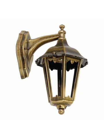 Licht-Erlebnisse Außen Wandlampe (B)17 x (H)28 cm in Messing Antik