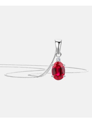 Diamant L'éternel Halskette mit Anhänger 585 Weißgold 0.83 Karat Diamant mit Rubin