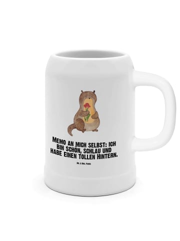 Mr. & Mrs. Panda Krug Otter Blumenstrauß mit Spruch in Weiß