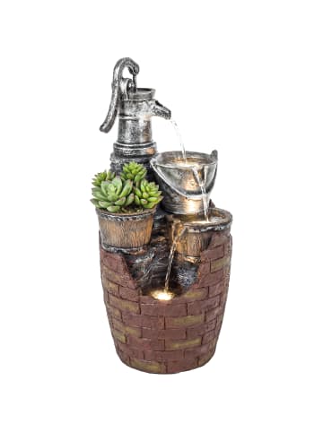 Outsunny Gartenbrunnen,34L x 31B x 76H cm,Rustikal Braun+Grau