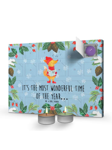 Mr. & Mrs. Panda Duftkerzen Adventskalender Fuchs Sänger mit Spruch in Eisblau