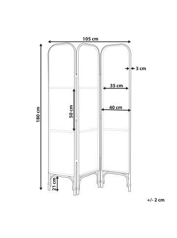 Beliani Paravent POTENZA in /Braun/Schwarz - (W) 105 x (H) 180 x (L) 3 cm