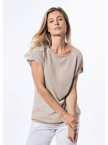 GOLDNER Shirt Shirt in Leinenoptik in kiesel