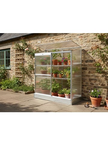 Beliani Balkongewächshaus LECCE in Silber/Transparent - (W) 129 x (H) 142 x (L) 59 cm