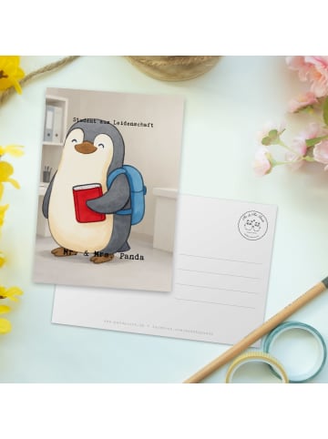 Mr. & Mrs. Panda Postkarte Student Leidenschaft Design mit Spruch in Weiß