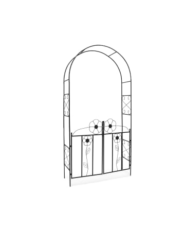 Rosenbogen Tor in Schwarz - (B)116 x (H)228 x (T)36,5 cm