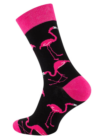 Vincent Creation® Bunte Fun Socken Farbenfrohe Freizeitsocken Damen & Herren in PinkFlamingo