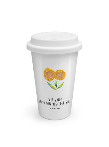Mr. & Mrs. Panda To Go Becher Blume Sonnenblume mit Spruch in Weiß