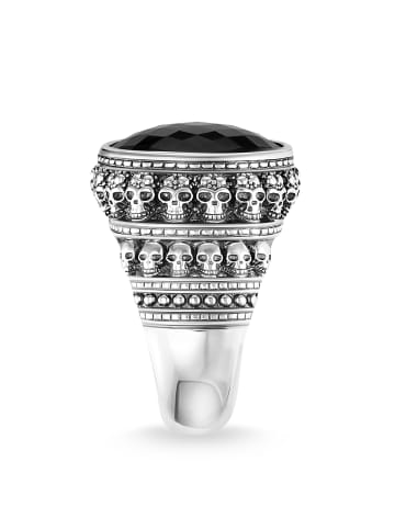 Thomas Sabo Ring Totenkopf in silber, schwarz