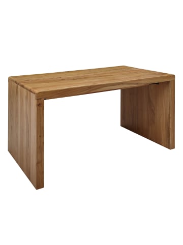 KADIMA DESIGN Schreibtisch TEKO: Massivholz Sheesham, Stauraum, stabil in Beige