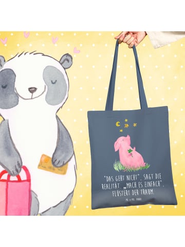 Mr. & Mrs. Panda Stoffbeutel Schwein Glück mit Spruch in Indigo Blue