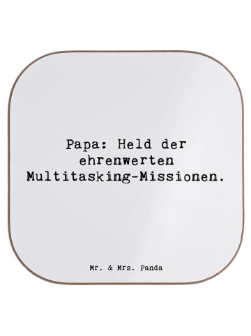 Mr. & Mrs. Panda Untersetzer für Gläser Spruch Papa Held mit Spruch in Weiß