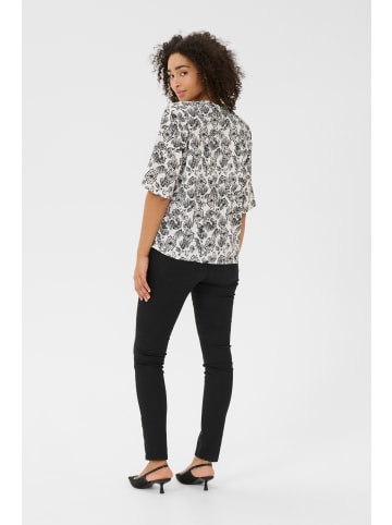 Kaffe Kurzarm-Bluse KAhaley Regular fit in Chalk w. Black Deep AOP