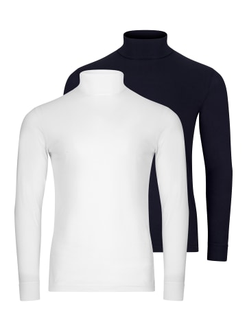 Ragman Rollkragenshirt Basic in Weiß / dunkelblau