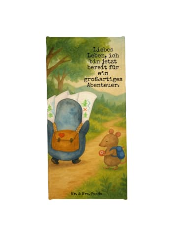 Mr. & Mrs. Panda Handtuch Pinguin & Maus Wanderer Design mit Spruch in Weiß