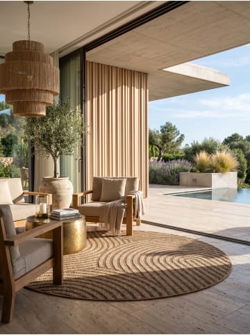 KADIMA DESIGN Flachgewebeteppich Jute-Optik Natur Bordüre Waschbar