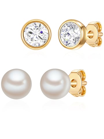 Rafaela Donata Ohrstecker aus Sterling Silber mit Kristallen von Swarovski® und Perle in gelbgold