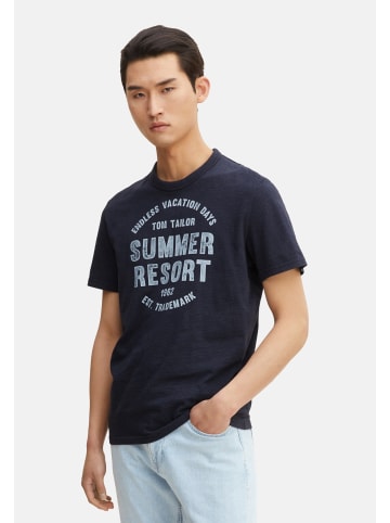 Tom Tailor Shirt 'Washed Printed Stripe' in dunkelblau