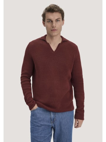 Hessnatur Hessnatur Milano Strick Polo Regular aus Leinen mit Bio-Baumwolle und LENZING™ ECOVERO™ Viskose in mahagoni