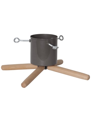 STAR Trading Moderner Weihnachtsbaumständer ,Granig' aus Metall und Holz, grau-natu