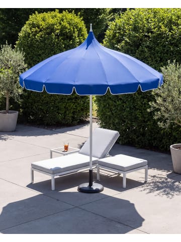 Marktschirm MINOA in Blau/Weiß - (W) 245 x (H) 269 x (L) 245 cm