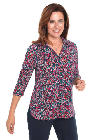 GOLDNER Bluse Pflegeleichte Bluse mit 3/4-Arm in pink / rot / gemustert