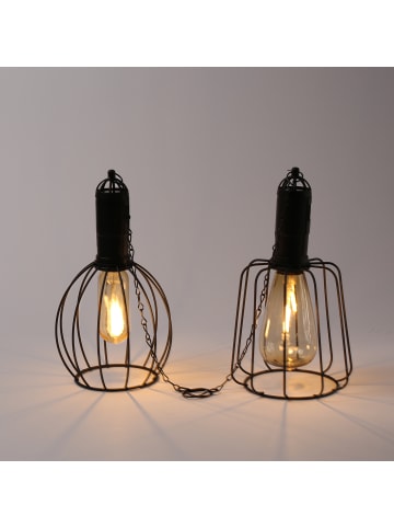 MARELIDA LED Solar Hängeleuchte eckig Laterne Gitter-Optik H: 22cm in schwarz