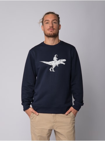 wat? Apparel Sweatshirt Astronaut on T-Rex in Dunkelblau