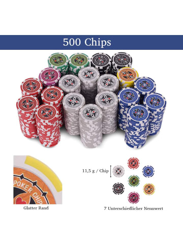 COSTWAY Pokerset 500 tlg. Chips in Silber