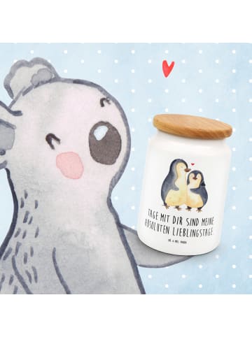 Mr. & Mrs. Panda behälter Pinguin umarmen mit Spruch in Weiß