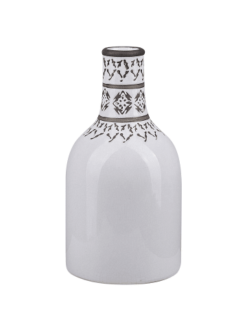 Beliani Blumenvase ANKON in Weiß/Schwarz - (W) 13 x (H) 25 x (L) 13 cm
