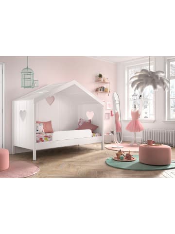 58 aufm Kessel HAUSBETT Kamila 2 213x172x99 mit Rückwand aus Massivholz+MDF in Weiß