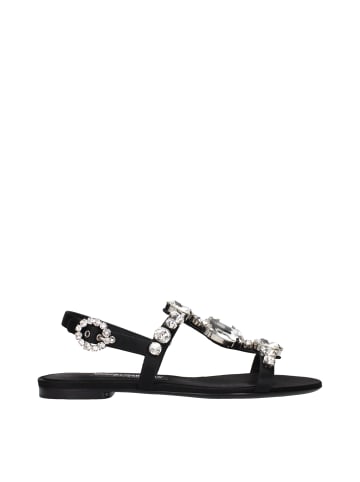 Dolce & Gabbana Schwarz Satin Flach Sandalen