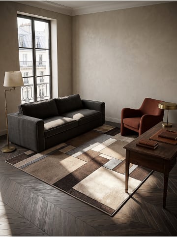 KADIMA DESIGN Teppich Kurzflor Patchwork pflegeleicht Wohnzimmer Schlafzimmer Flur in Beige