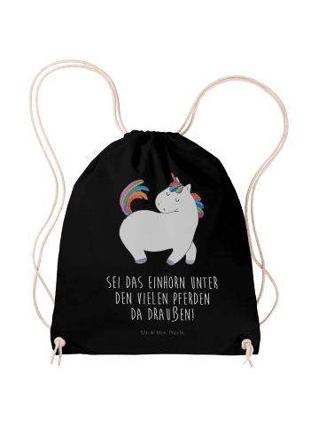 Mr. & Mrs. Panda Turnbeutel Einhorn Stolzieren mit Spruch in Schwarz