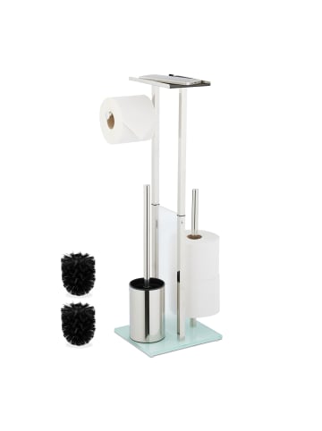 relaxdays WC Garnitur in Silber - (B)24 x (H)66 x (T)18 cm