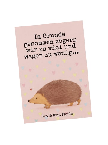 Mr. & Mrs. Panda Postkarte Igel Herzen Design mit Spruch in Weiß