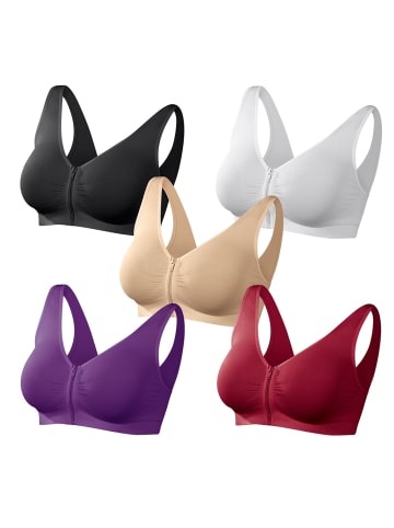 SLIMmaxx Traum-BH Reißverschluss 5er-Set 48/50 (2XL) beige/lila/rot/schwarz/weiß Bunt