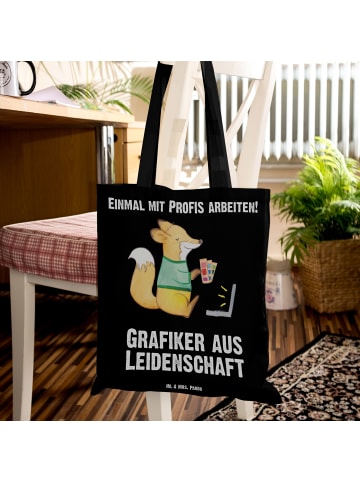 Mr. & Mrs. Panda Tote Bag Grafiker Leidenschaft mit Spruch in Schwarz