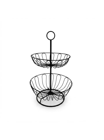 relaxdays Obstkorb Etagere in Schwarz - 2 Etagen