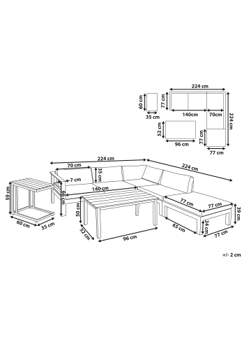 Beliani 4-tlg Sitzgruppe MESSINA in Schwarz/Grau/Braun