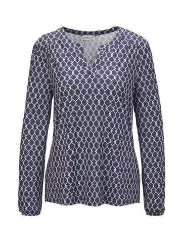 GOLDNER Kurzgröße:  Jerseybluse in marine / weiß
