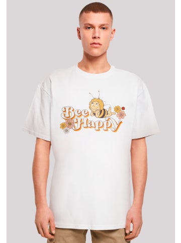 F4NT4STIC Heavy Oversize T-Shirt Die Biene Maja Bee Happy Heroes of Childhood in weiß