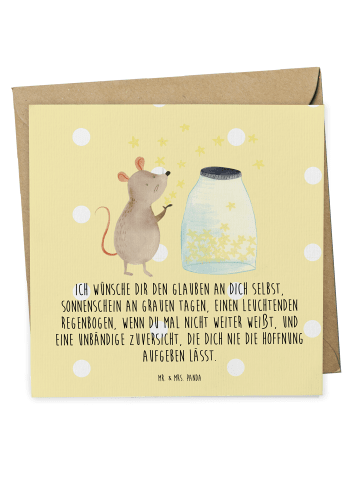 Mr. & Mrs. Panda Einladungskarte Maus Sterne mit Spruch in Gelb Pastell