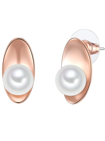 Lulu & Jane Perlen-Ohrhänger Messing Muschelkernperle in roségold