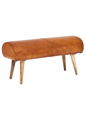KADIMA DESIGN Sitzbank Echtleder / Massivholz Bank 100x53x40 cm, 2er Polsterbank